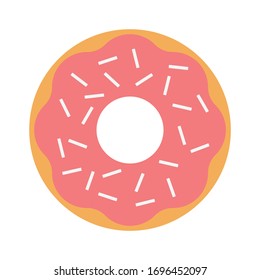 Icono simple del vector de la salida de azúcar. Ilustración plana con hielo rosa y recubrimiento blanco aislado en un fondo blanco.