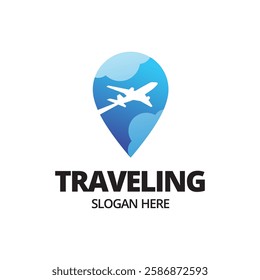 Simple Suitcase Travel Logo. Travel Bag and Plane Logo For Traveling Business Company.