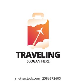 Simple Suitcase Travel Logo. Travel Bag and Plane Logo For Traveling Business Company.