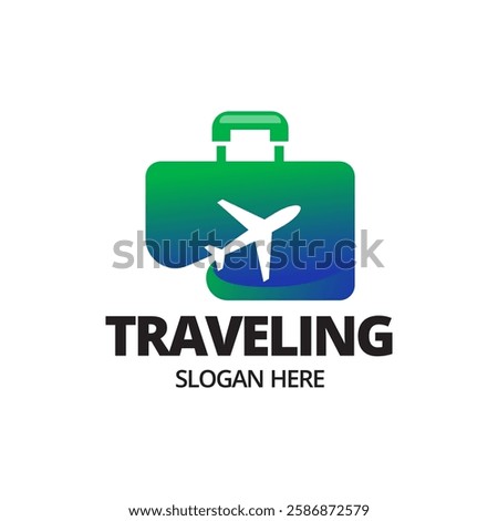 Simple Suitcase Travel Logo. Travel Bag and Plane Logo For Traveling Business Company.