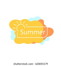 simple summer badge on colored blobs. flat stroke trend modern logotype creative graphic art design isolated on white background. concept of colorful postcard or flyer decoration for seasonal holidays