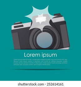 Simple summer card with flashing camera in a pocket in vector