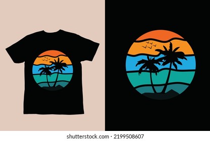 simple summer coconut tree t shirt design. 