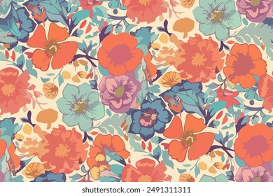 Simple  summer  floral seamless pattern. Bright vector background