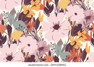 Simple  summer  floral seamless pattern. Bright vector background