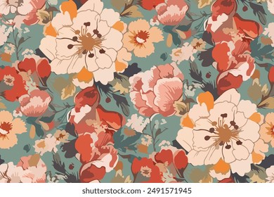 Simple  summer  floral seamless pattern. Bright vector background