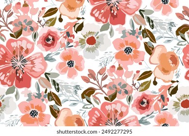 Simple  summer  floral seamless pattern. Bright vector background