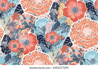 Simple  summer  floral seamless pattern. Bright vector background