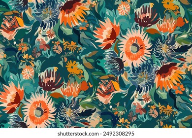 Simple  summer  floral seamless pattern. Bright vector background