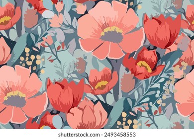 Simple  summer  floral seamless pattern. Bright vector background