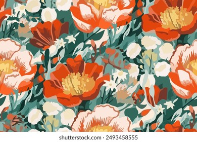 Simple  summer  floral seamless pattern. Bright vector background