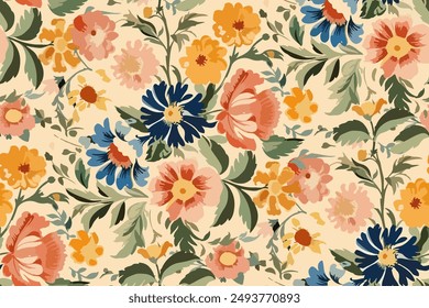 Simple  summer  floral seamless pattern. Bright vector background