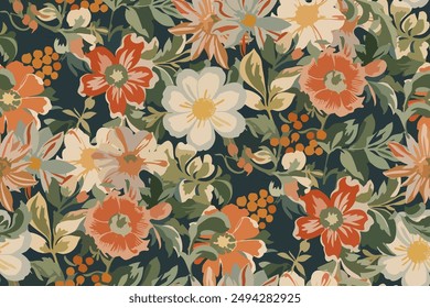 Simple  summer  floral seamless pattern. Bright vector background