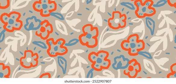 Simple  summer  floral seamless pattern. Bright vector background