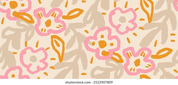 Simple  summer  floral seamless pattern. Bright vector background