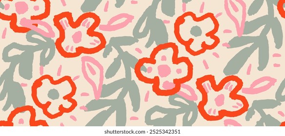 Simple  summer  floral seamless pattern. Bright vector background