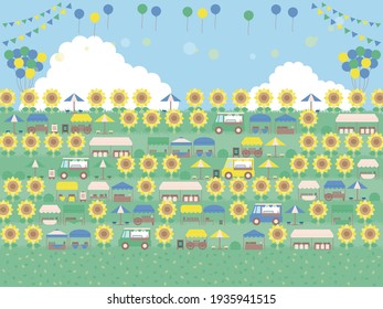 Simple summer free market background illustration. A lively version.