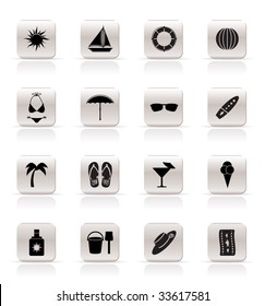 Simple Summer and Holiday Icons - Vector Icon Set