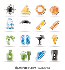 Simple Summer and Holiday Icons - Vector Icon Set