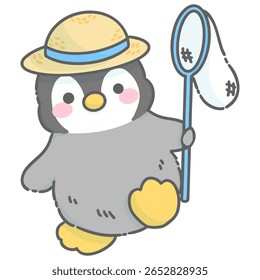 Simples ilustração de verão de um pinguim
