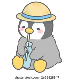 Simples ilustração de verão de um pinguim