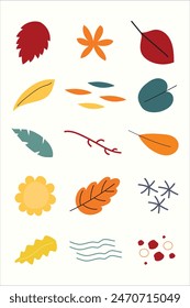 Simple Summer Leaf Autumn Leaf Vector Element Bundle