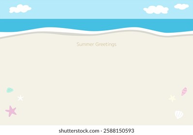 Simple summer message card illustration of a serene seaside setting
