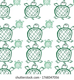 Simple summer pattern with a turtle. Can be used for design. Hand-drawn illustration.