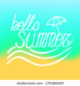 simple summer seashore background with lettering - hello summer