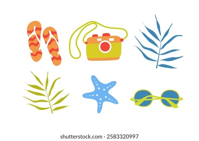 Simple summer vacation icon set. Vector illustration on a white background