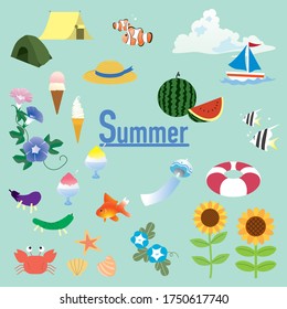 einfacher Sommer-Vektorgrafik-Satz