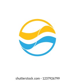simple sun blue ocean circle logo vector