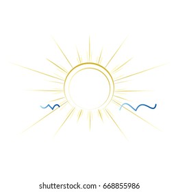 Simple sun and clouds clip art design.