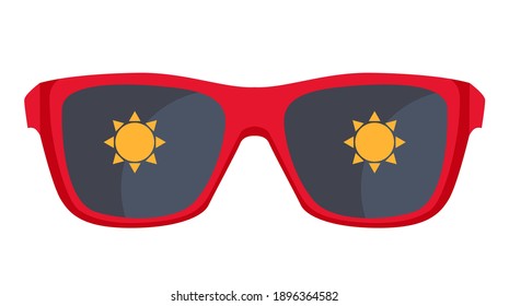 Simple sun Simple sun glasses with sun icon isolated on white background. Vector Illustrationglasses with palm icon isolated on white background. Vector Illustration