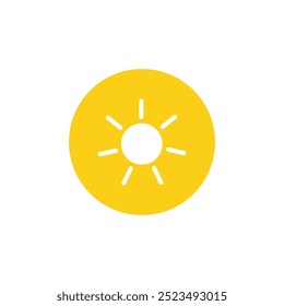Simple sun icon button isolated on white bakground