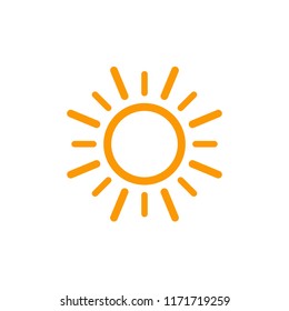 simple sun icon flat vector, sunny weather forecast icon vector, seasons sunny art weather,  weather illustration sign