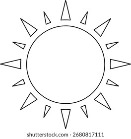Simple Sun Icon Line Art Drawing