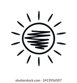 Simple sun icon outline. Hand drawn sun icon. Vector illustration