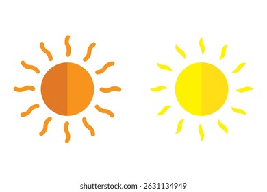 Simple sun icon set. Shine sun ray set. Sun icon set. Black sun star icons collection. Summer, sunlight, nature, sky. Vector illustration isolated on white background.