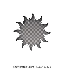 Simple sun icon with smooth shadows on white cutted paper