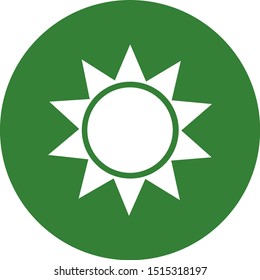 Simple Sun icon Symbol In Circle. Flat Icon. Vector Illustration.