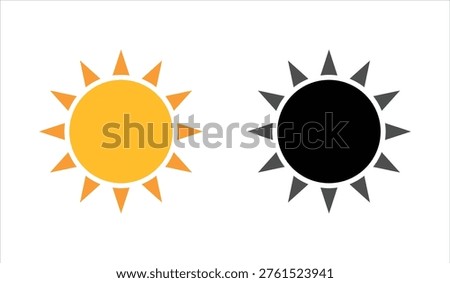 Simple sun icon symbol set. Minimal sunshine weather sign. Abstract solar symbol illustration. Modern sun shape icon.