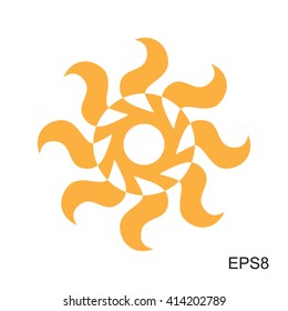 Simple Sun icon. Vector illustration isolated on white.