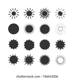 Simple sun icons set. Collection of sun silhouettes