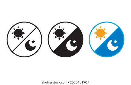 Ilustración vectorial simple del conjunto del icono del sol y la luna