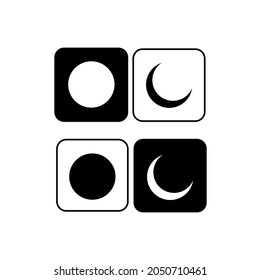 Simple sun and moon shape with dark and light mode. buttons.