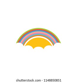 simple sun and rainbow symbol logo vector