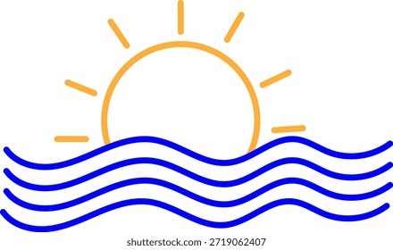 Ilustración simple del sol y del mar