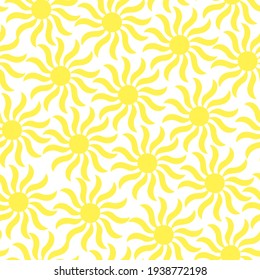 Simple sun seamless pattern vector illustration, cute summer ornament for making textile, fabrics, decor, summer and holiday design for children