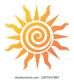 A simple sun sign with a spiral inside